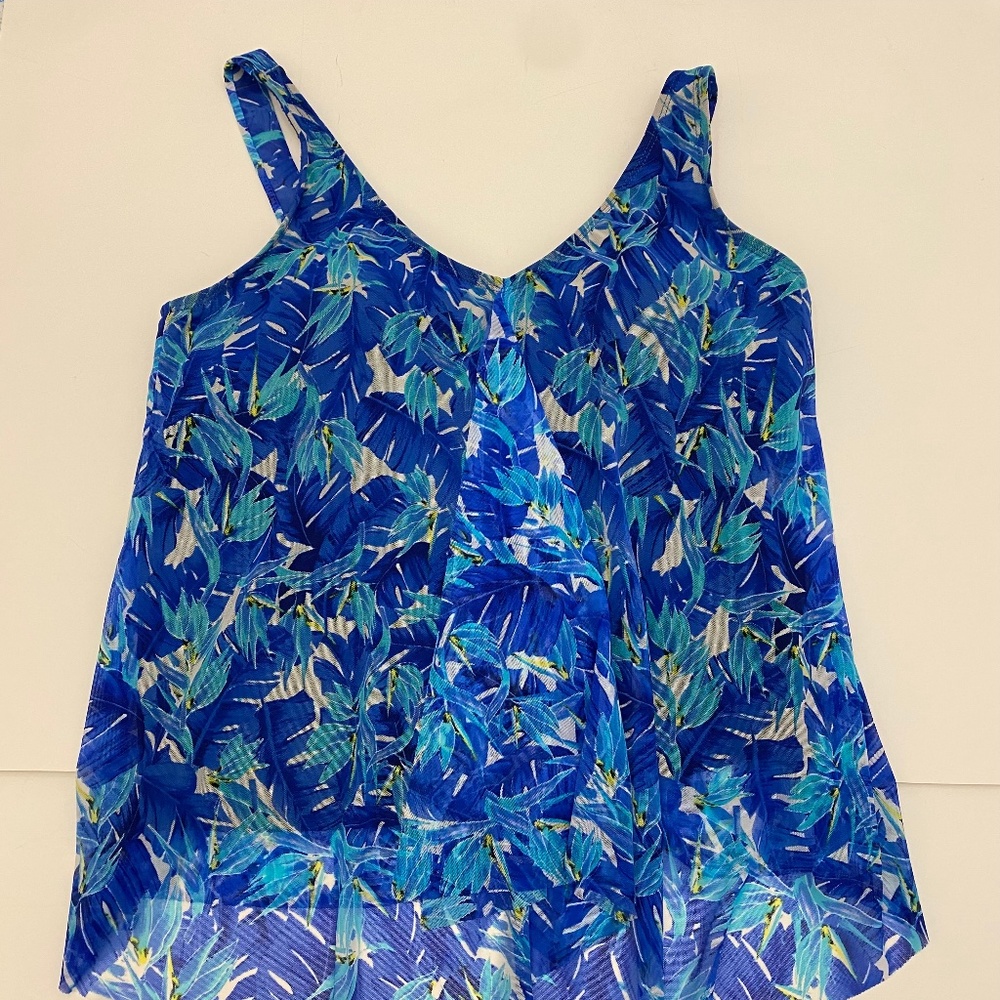 A Shore Fit! Blue Tankini Bathing Suit Top Sz 14